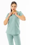 Terikoton Yarasa Kol Doktor Hemşire Forması Alt Üst Takım Küf Yeşili (TYRS0004)
