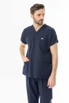 Terikoton Yarasa Kol Doktor Hemşire Forması Alt Üst Takım Lacivert (TYRS0001)