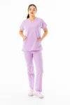 Terikoton Yarasa Kol Doktor Hemşire Forması Alt Üst Takım Lila (TYRS0008)