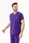 Terikoton Yarasa Kol Doktor Hemşire Forması Alt Üst Takım Mor (TYRS00011)