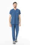 Terikoton Yarasa Kol Doktor Hemşire Forması Alt Üst Takım Petrol Mavisi (TYRS0009)