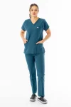 Terikoton Yarasa Kol Doktor Hemşire Forması Alt Üst Takım Petrol Yeşili (TYRS00010)