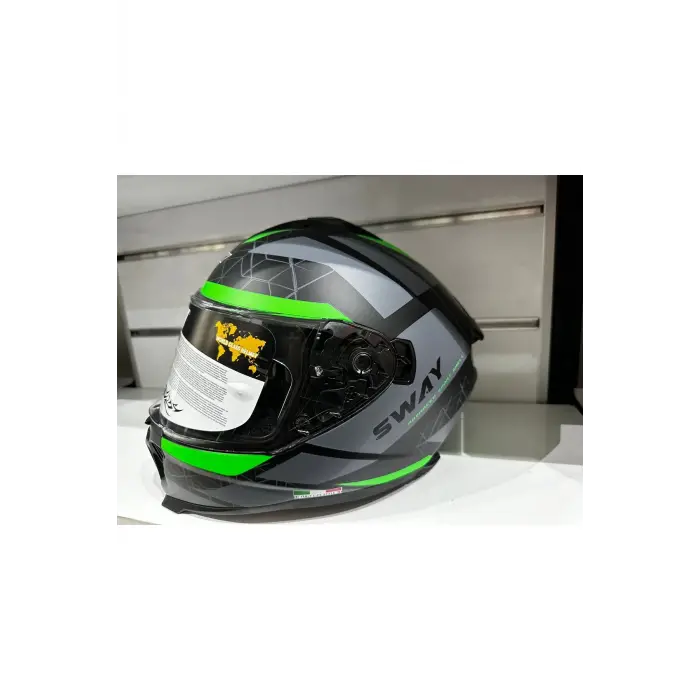 KASK SWAY SW-865 MAT GREY/GREEN GÜNEŞ GÖZLÜKLÜ
