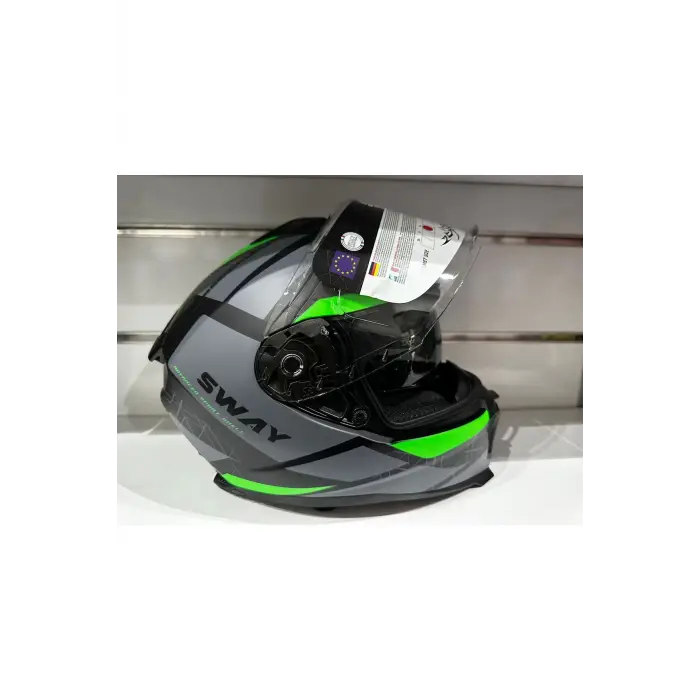 KASK SWAY SW-865 MAT GREY/GREEN GÜNEŞ GÖZLÜKLÜ