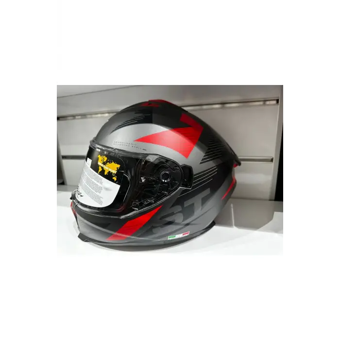 KASK SWAY SW-865 ST TİTANYUM/RED/BLACK GÜNEŞ GÖZLÜKLÜ