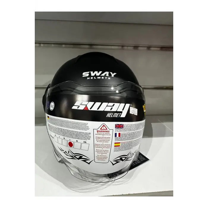 KASK SWAY SW-737 MAT BLACK ÇENESİZ GÜNEŞ GÖZLÜKLÜ