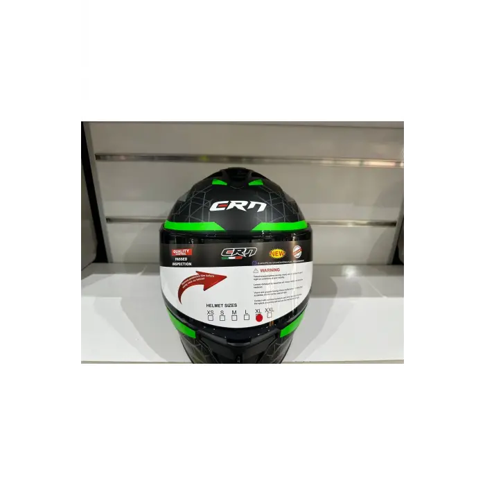 KASK CRN FS-867 MAT BLACK/GREY/GREEN GÜNEŞ VİZÖRLÜ