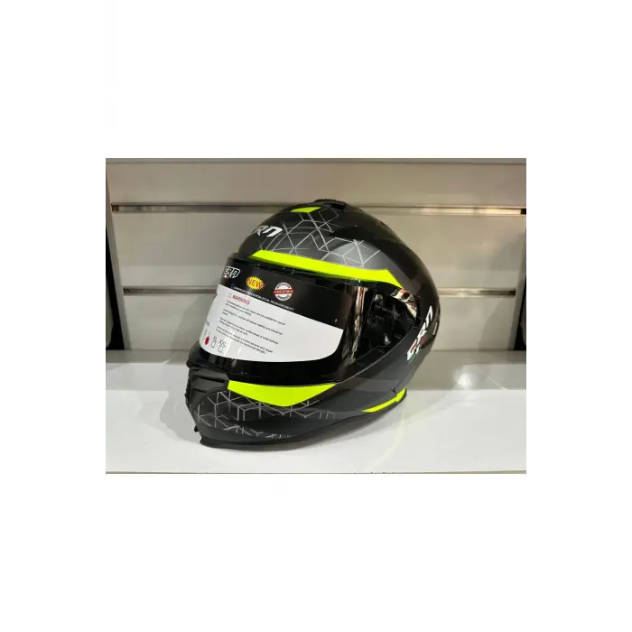 KASK CRN FS-867 MAT GREY/BLACK/YELLOW GÜNEŞ VİZÖRLÜ