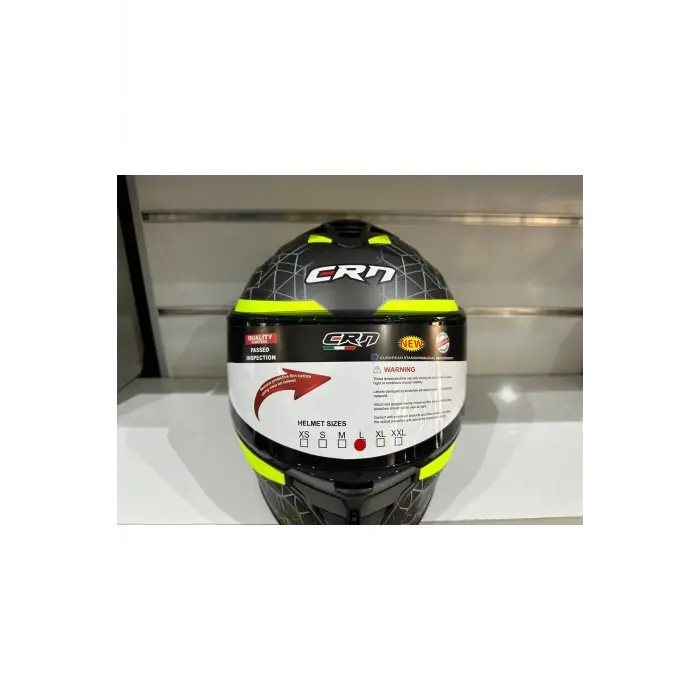 KASK CRN FS-867 MAT GREY/BLACK/YELLOW GÜNEŞ VİZÖRLÜ