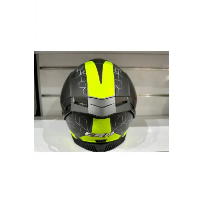 KASK CRN FS-867 MAT GREY/BLACK/YELLOW GÜNEŞ VİZÖRLÜ
