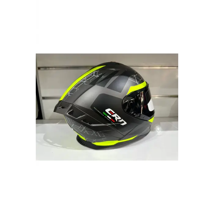 KASK CRN FS-867 MAT GREY/BLACK/YELLOW GÜNEŞ VİZÖRLÜ