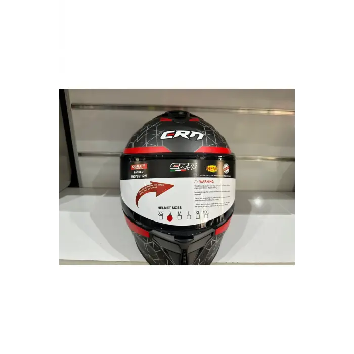KASK CRN FS-867 MAT GREY/BLACK/RED GÜNEŞ VİZÖRLÜ