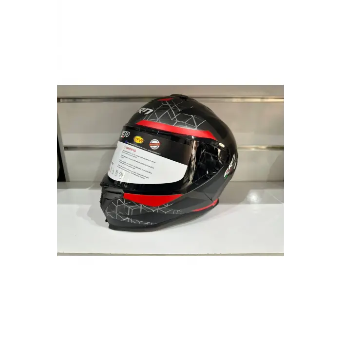 KASK CRN FS-867 MAT GREY/BLACK/RED GÜNEŞ VİZÖRLÜ