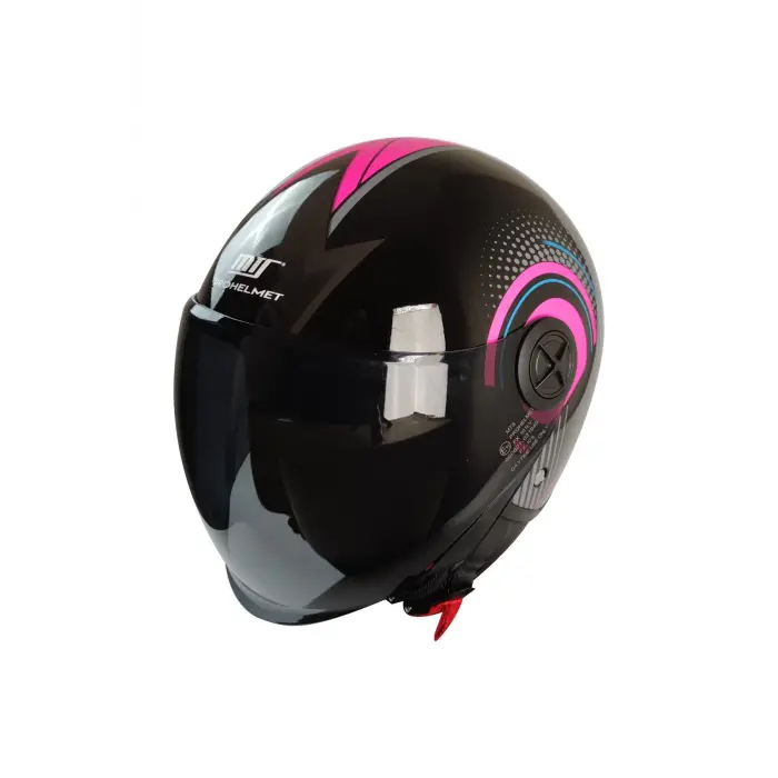 KASK MTS FX-101 PARLAK SİYAH/PEMBE ÇENESİZ