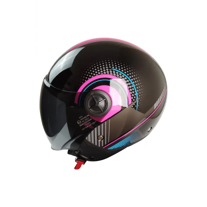 KASK MTS FX-101 PARLAK SİYAH/PEMBE ÇENESİZ