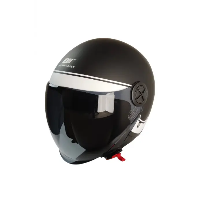 KASK MTS FX-101 MAT SİYAH/BEYAZ ÇENESİZ