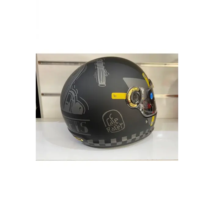 Kask Mt Jarama Zone C1 Mat Siyah/grı Cafe Racer