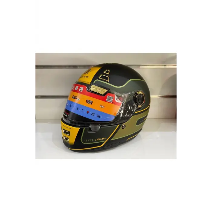 Kask Mt Jarama Baux B6 Mat Yeşil/sarı/siyah Cafe Racer