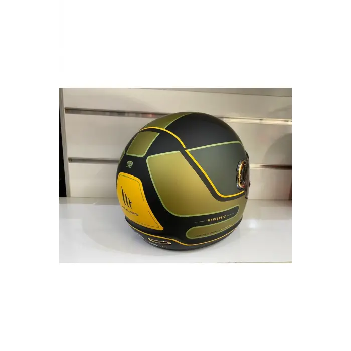 Kask Mt Jarama Baux B6 Mat Yeşil/sarı/siyah Cafe Racer