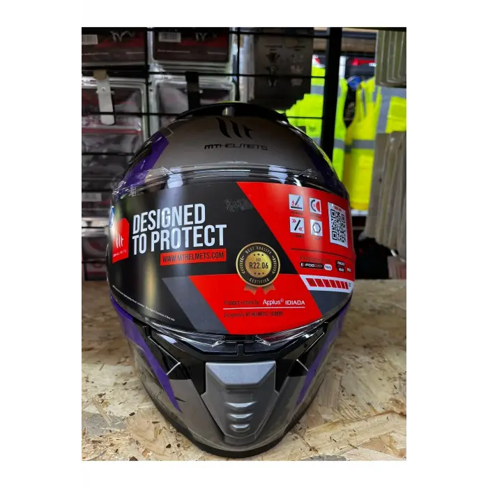 Kask Mt Thunder 4 Sv Valıant B2 Parlak Gri Mor Sarı