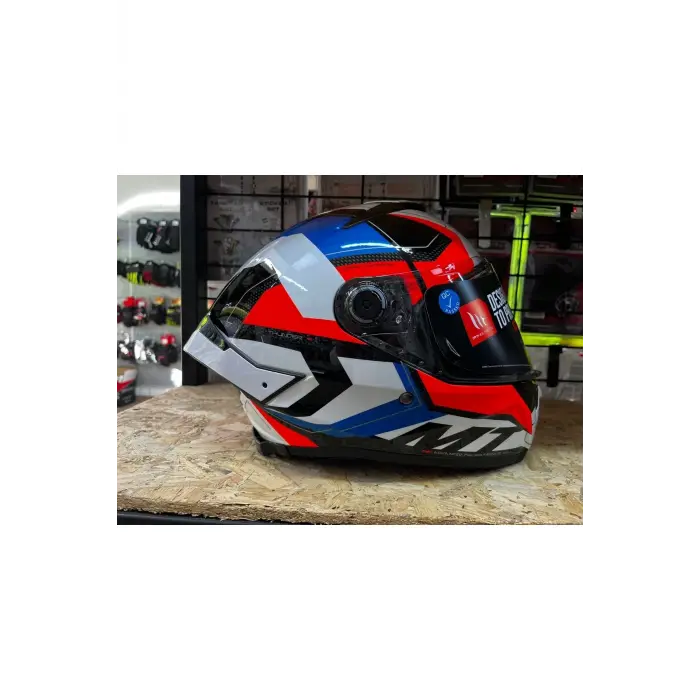Kask Mt Thunder 4 Sv Valıant A0 Parlak Inci Beyaz Mavi Kırmızı