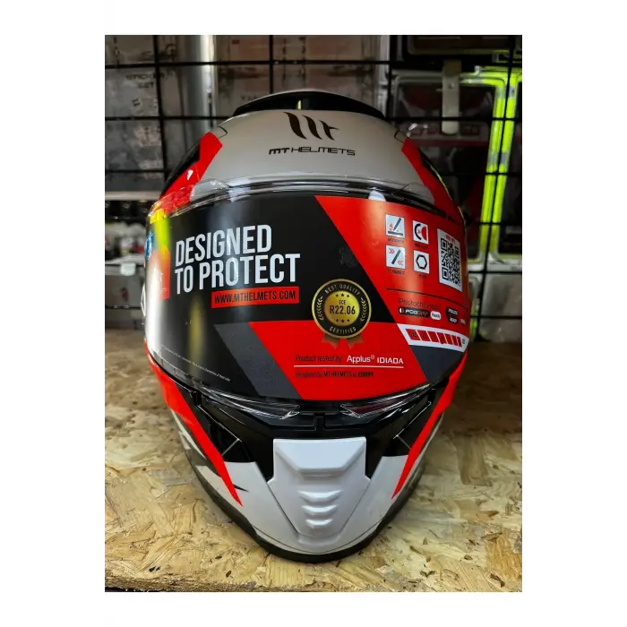 Kask Mt Thunder 4 Sv Valıant A0 Parlak Inci Beyaz Mavi Kırmızı