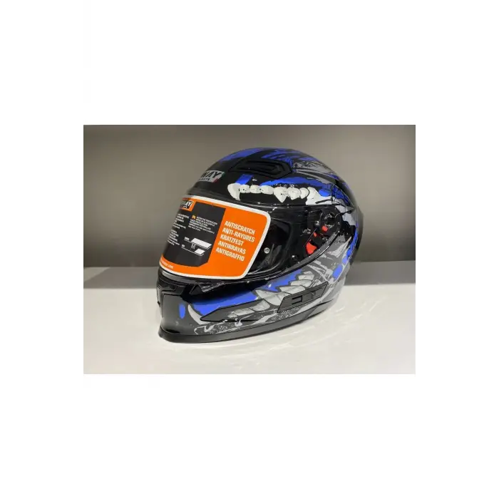 Kask B-503 (817) Güşeş Vizörlü Croco Mavi