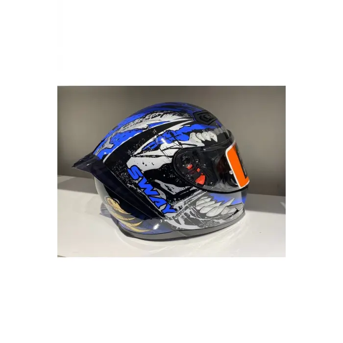 Kask B-503 (817) Güşeş Vizörlü Croco Mavi