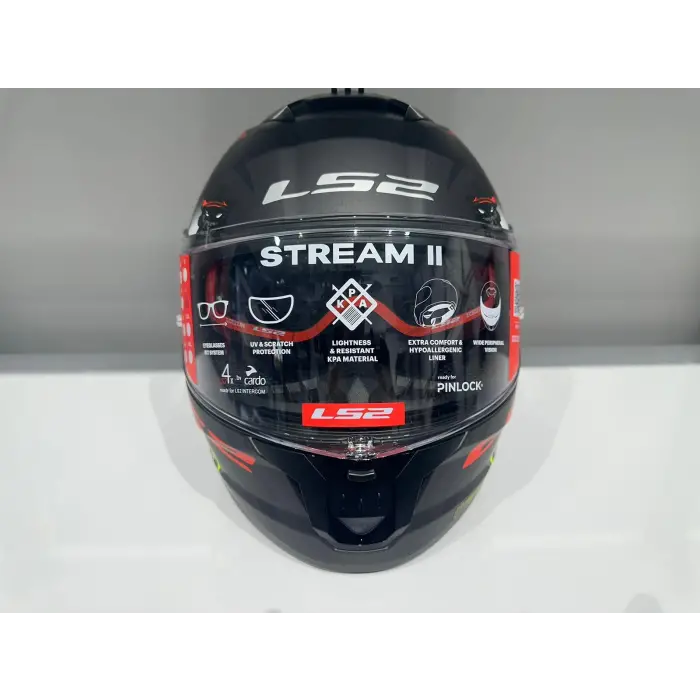 LS2 STREAM 2 ANGRY MONKEY MAT SİYAH-KIRMIZI KASK