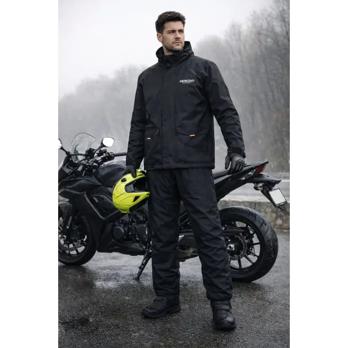 YAĞMURLUK MOTOYC RAİNCOAT ALT-ÜST TAKIM SİYAH