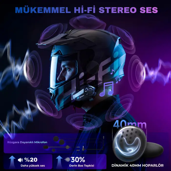 Moman H2S Motosiklet İnterkomu Çift Kanallı