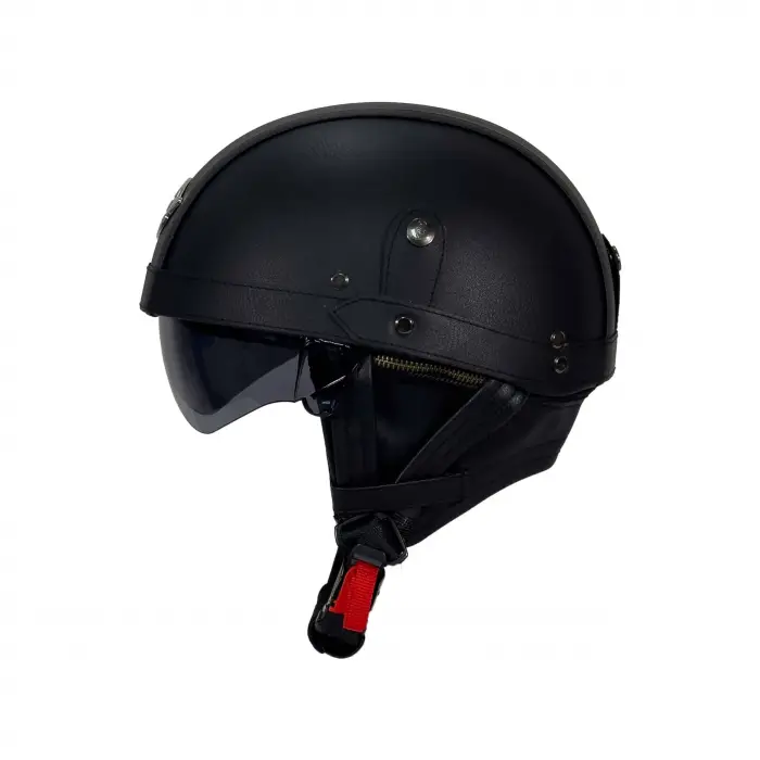 KASK SWAY TEX 130 ZN Siyah Deri Miğfer Kask