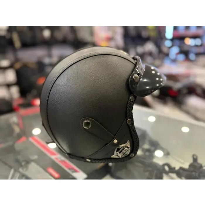 Kask TEX 701 JYT SİYAH Deri + BOOBLE CAM