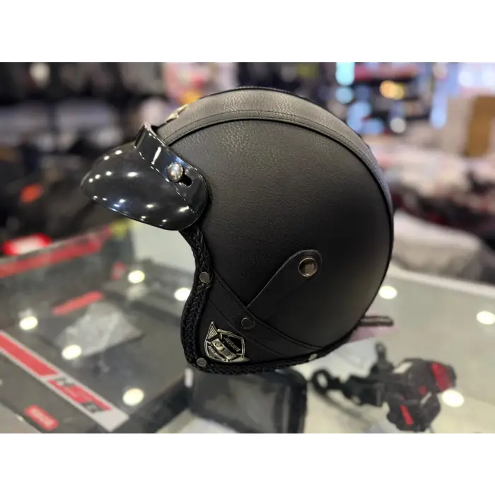 Kask TEX 701 JYT SİYAH Deri + BOOBLE CAM