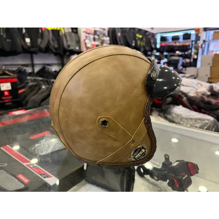 Kask TEX 701 JYT Kahverengi Deri + BOOBLE CAM