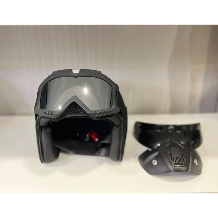 Kask TEX 701 JYT Siyah Deri + KASK MASKELİ