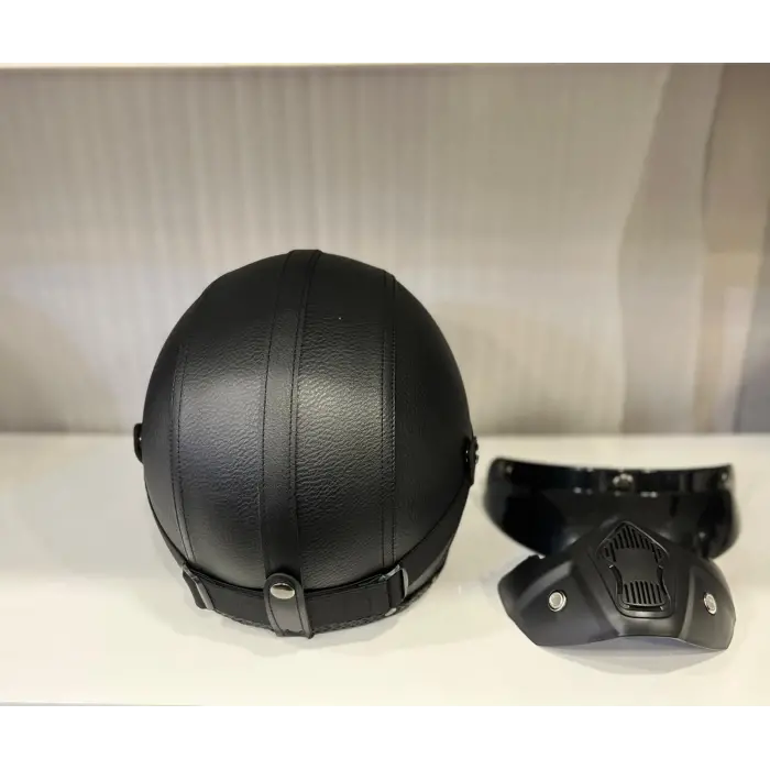 Kask TEX 701 JYT Siyah Deri + KASK MASKELİ