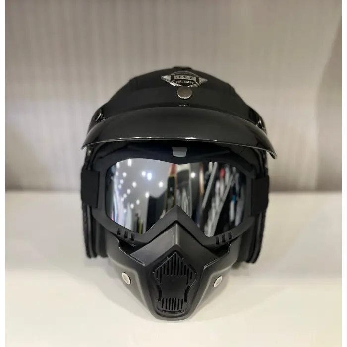 Kask TEX 701 JYT Siyah Deri + KASK MASKELİ