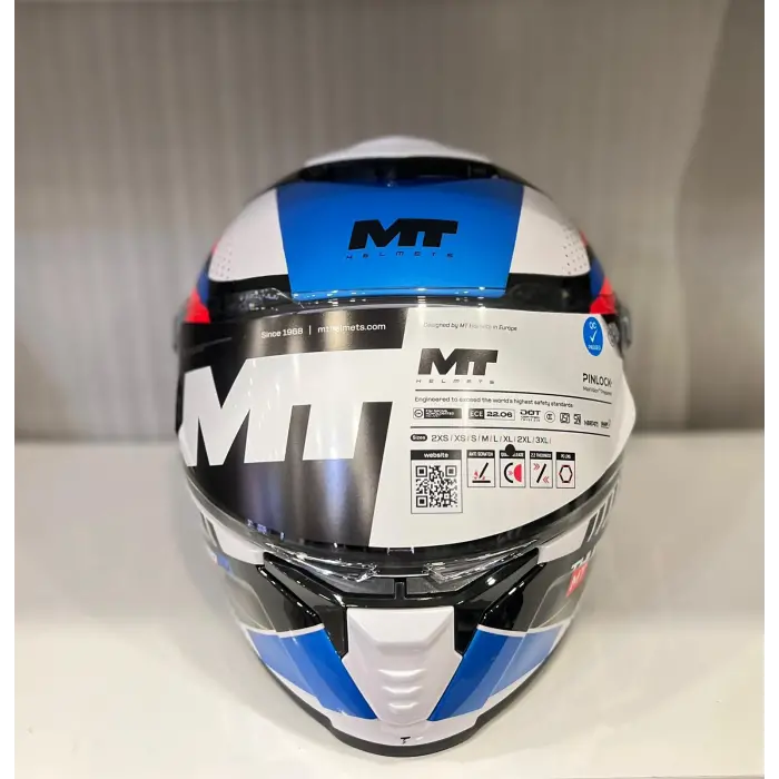 KASK MT THUNDER 4 SV LUMİNENCE A7 PARLAK BEYAZ/MAVİ/KIRMIZI