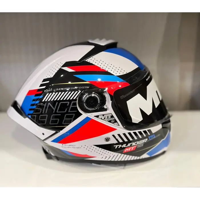 KASK MT THUNDER 4 SV LUMİNENCE A7 PARLAK BEYAZ/MAVİ/KIRMIZI
