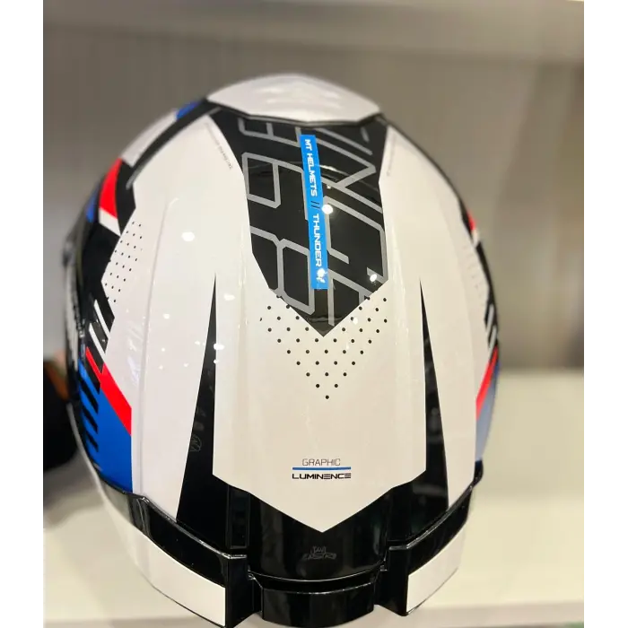 KASK MT THUNDER 4 SV LUMİNENCE A7 PARLAK BEYAZ/MAVİ/KIRMIZI