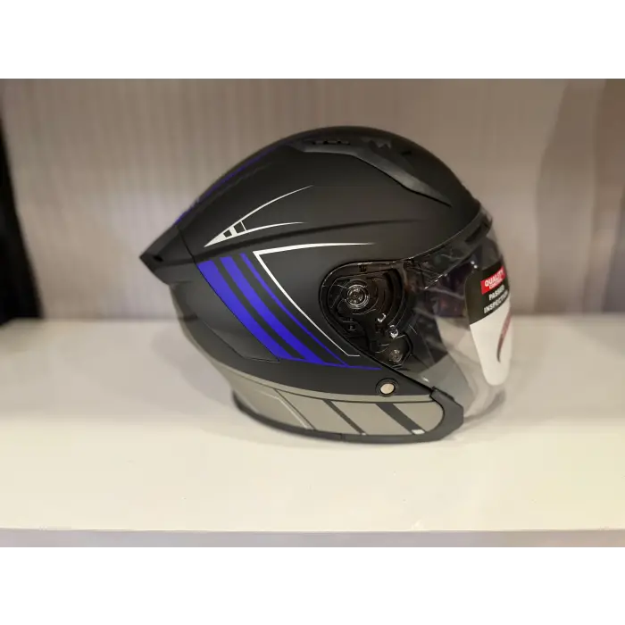 KASK CRN 620 AİR ÇENESİZ MAT SİYAH/MAVİ