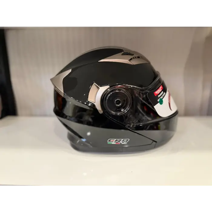 KASK CRN 925 ÇENE AÇILIR PARLAK SİYAH