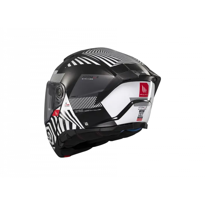 KASK MT ATOM 2 STRANGE B2 ÇENE AÇILIR SİYAH/BEYAZ