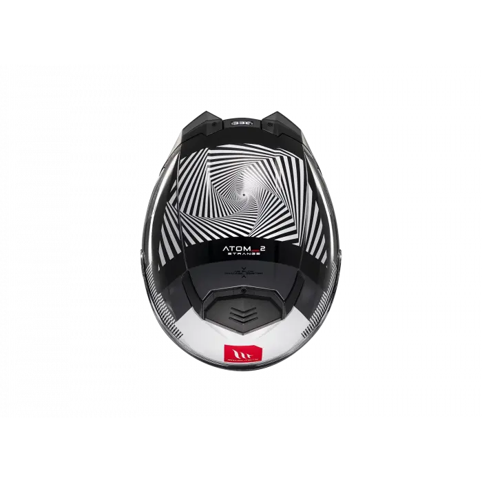 KASK MT ATOM 2 STRANGE B2 ÇENE AÇILIR SİYAH/BEYAZ