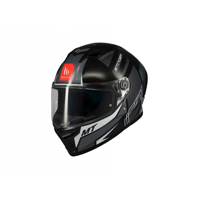 KASK MT STINGER TRON B12 PARLAK GRİ/SİYAH