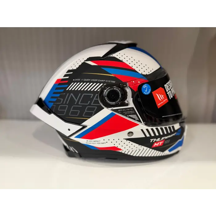 KASK MT THUNDER 4 SV LUMİNENCE A7 MAT BEYAZ/MAVİ