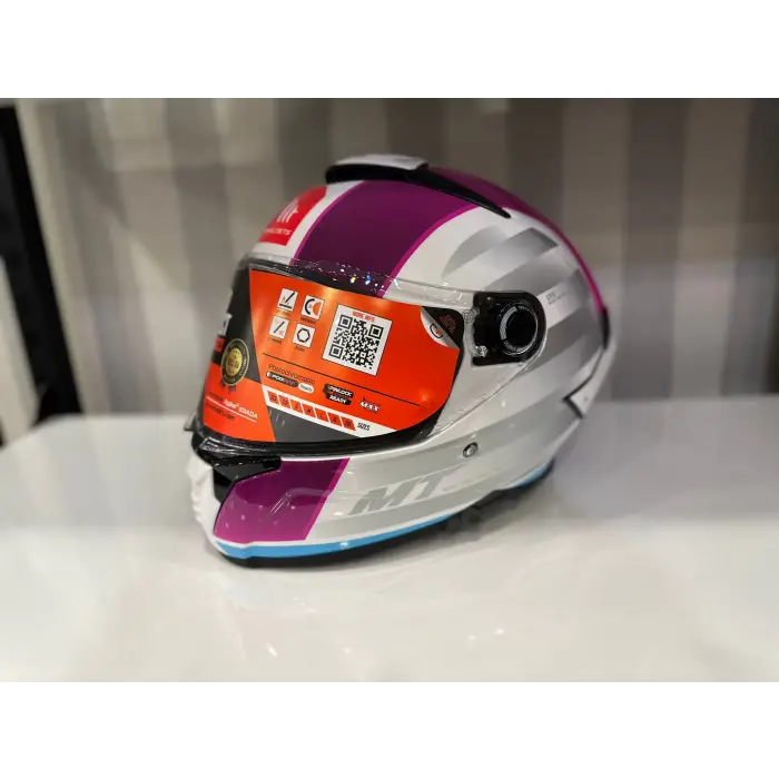 KASK MT THUNDER 4 SV TEARS C8 PARLAK İNCİ BEYAZ/PEMBE