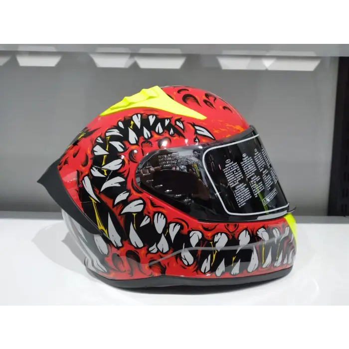 KASK MTS PRO 801 DEMON GÜNEŞ GÖZLÜKLÜ KIRMIZ/SARI