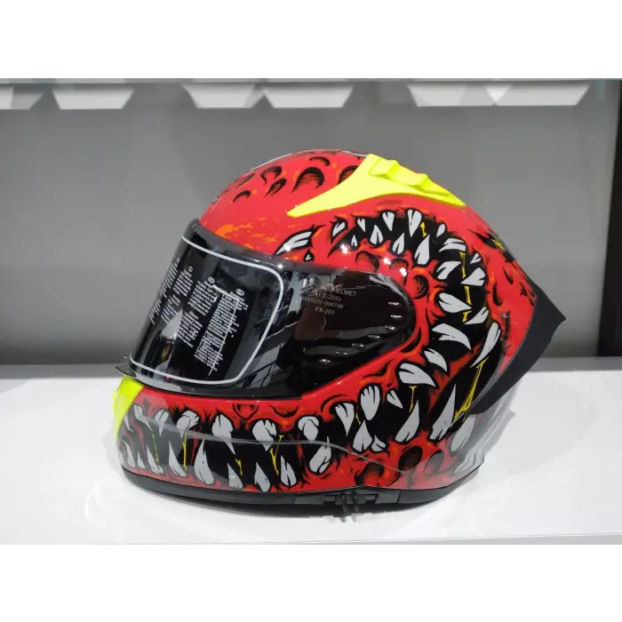 KASK MTS PRO 801 DEMON GÜNEŞ GÖZLÜKLÜ KIRMIZ/SARI